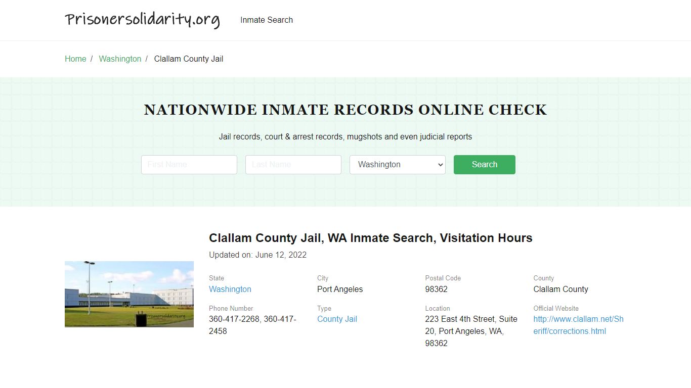 Clallam County Jail , WA Inmate Search, Visitation Hours